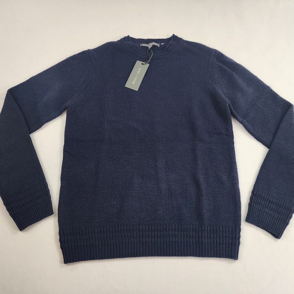 Slate & Stone Mens Mid Gauge Crewneck Wool Blend Sweater Navy Blue S K6SWT32072